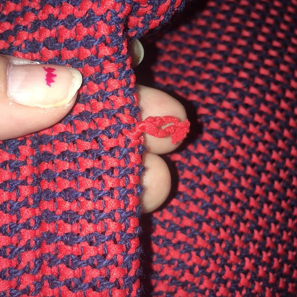 PAPERWHITE EUC Red Navy Textured Fringed Blazer - Picture 8 of 14